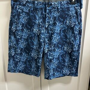 Navy Flat Front Shorts with Breathable Fabric